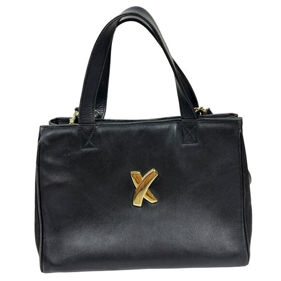 Paloma Picasso Vintage Black Leather Satchel - Picture 2 of 4